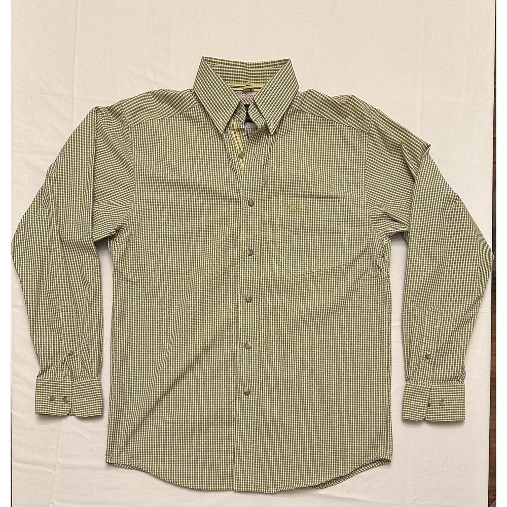 Ariat Pro Series Mens Small Plaid Long Sleeve Western Button Down Rodeo Shirt